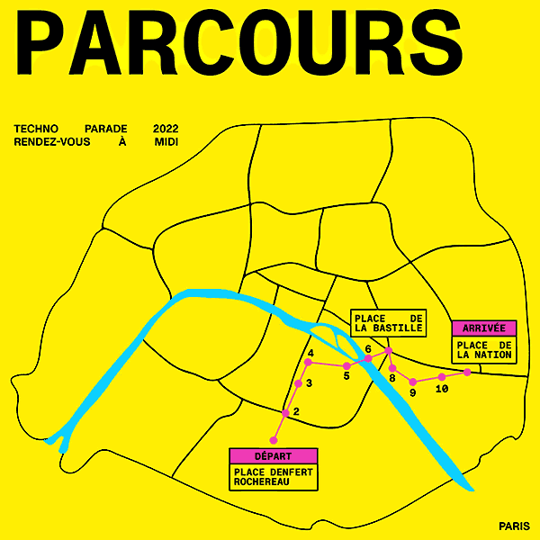 Plan Strecke Technoparade 2022 Paris