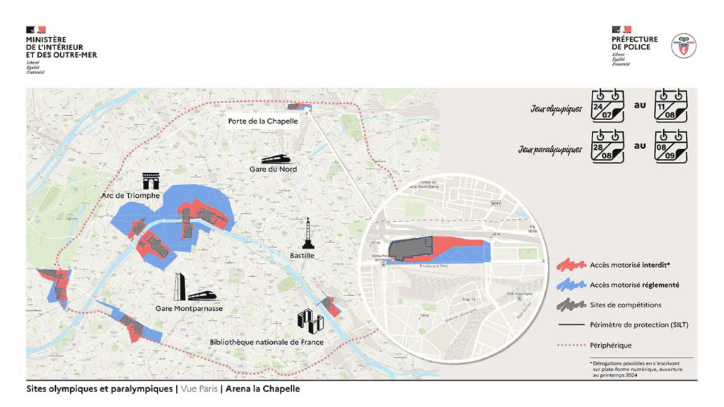 Plan Sicherheitszonen bei den Olympischen Spielen in Paris 